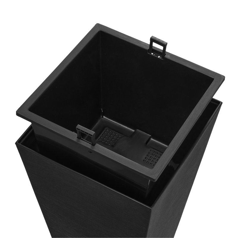 Set Of 2 Tall Outdoor Planters 22Inch, Large Planters For Outdoor Indoor Plants, Black Front Porch Planters Flower Tree Plant Pots With Modern Design And Built-In Drainage