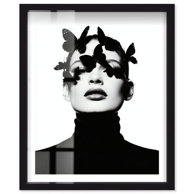 Butterfly Crown I Shadowbox Print Fashion Wall Decor by Notoriart, Black Frame, 37"H x 31"W