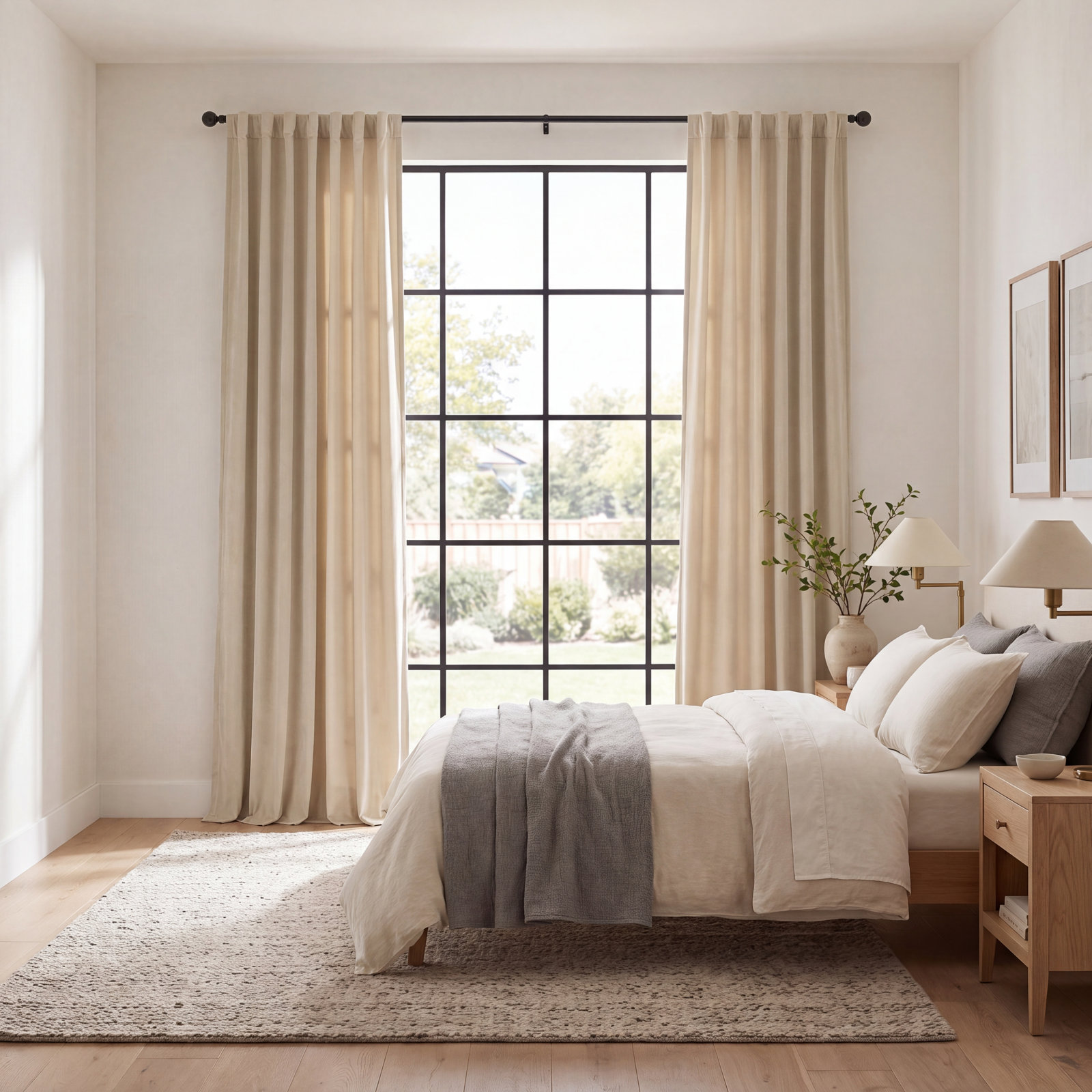 Winnette Velvet Room Darkening Curtain Panels, Light Ivory, 50" W x 108" L