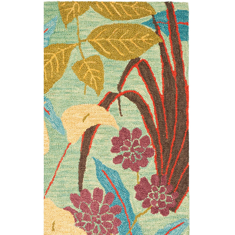 Tapis floral en laine crocheté à la main Emrick, Carré 8 pi