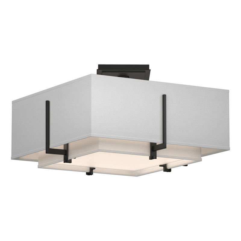 Exos 2 - Light Semi Flush Mount, Black, Flax