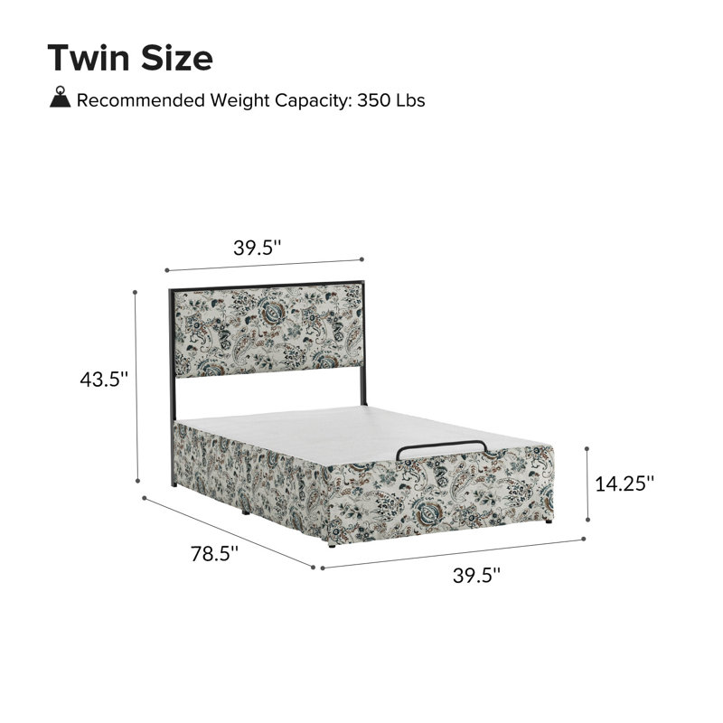 Neilius Upholstered Platform Bed with Washable Slipcover, Twin, Pattern Traditional