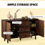 Armoire de rangement élégante - brun rustique et noir, l 50 po x P 15,75 po, H 30 po, deux armoires fermées, trois tiroirs coulissants, tablettes réglables pour un repas élégant ou fonctionnel
