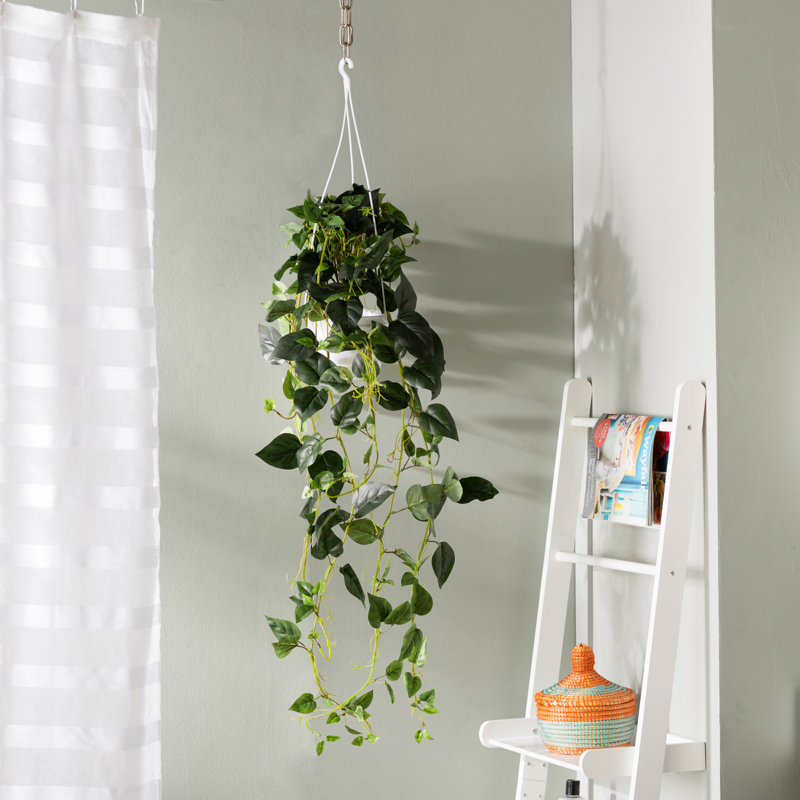 44'' Faux Philodendron Plant in Basket, Dark Green