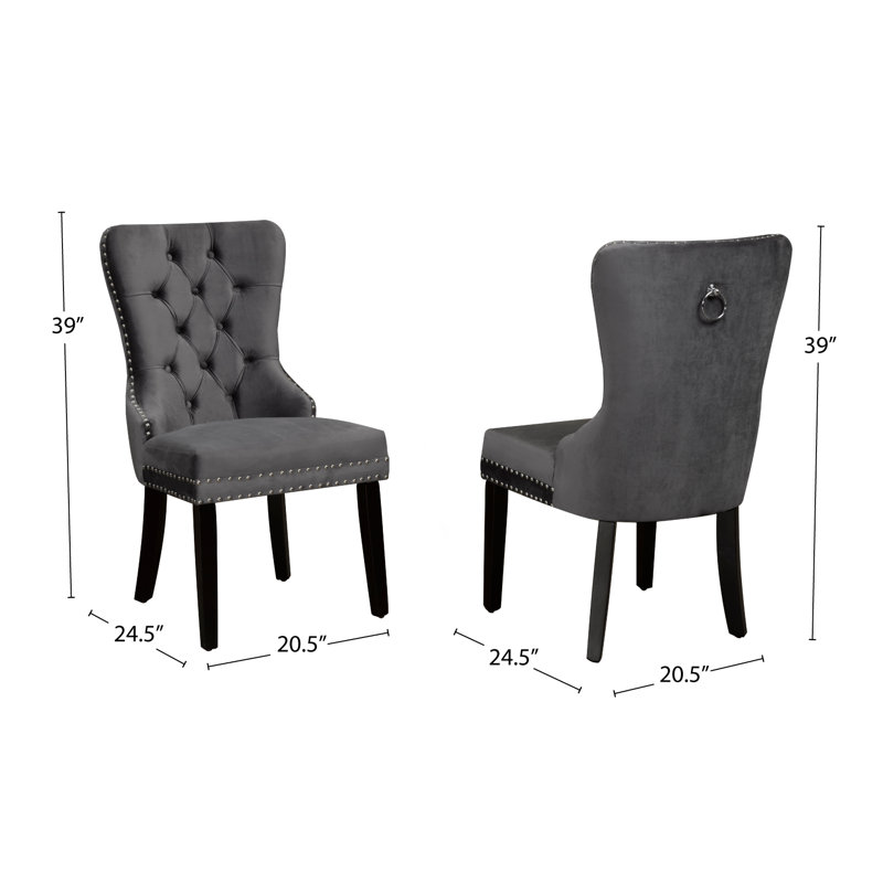 Chaise d'appoint en velours capitonné Maroney, Gris