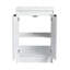 Meuble-lavabo autoportant de 36 po avec lavabo en résine et 1 armoire de rangement, portes et tiroir à fermeture en douceur, blanc brillant, contreplaqué (emballage KD)