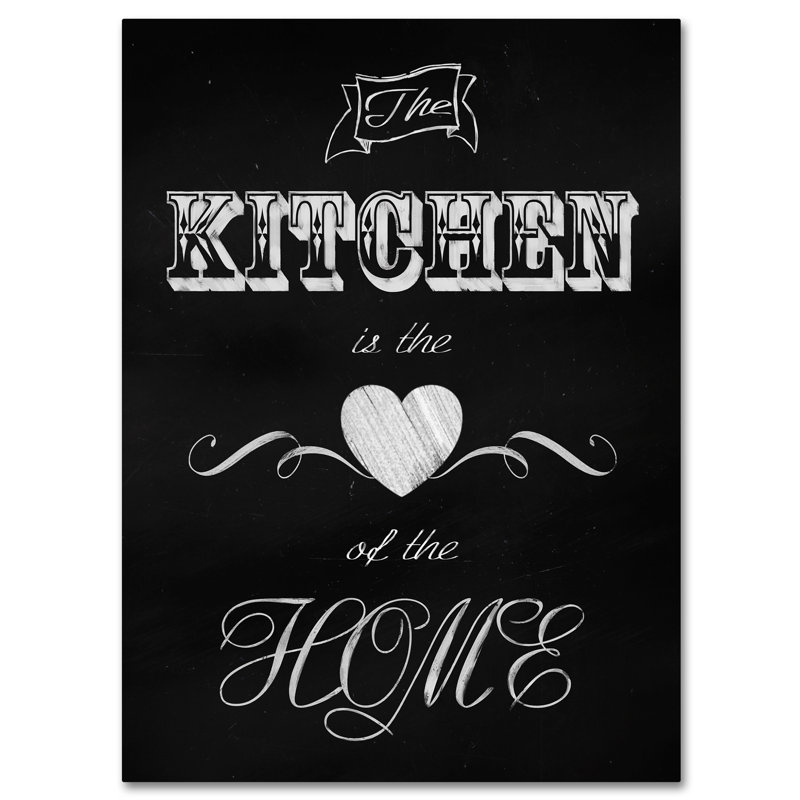 « the cuisine is the cœur », art textuel sur toile tendue, H 19 po x l 14 po