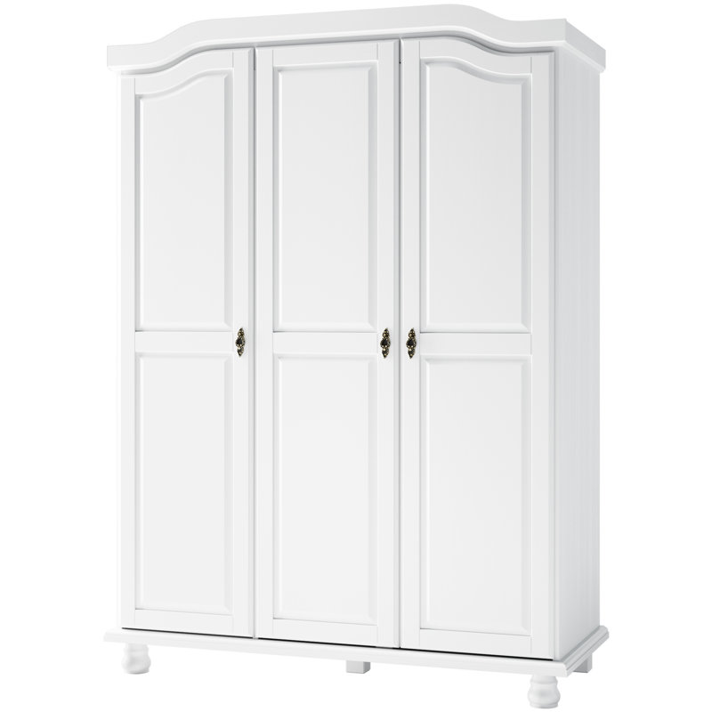 Charlton Home® Kyle 3-door Solid Wood Wardrobe Armoire & Reviews | Wayfair