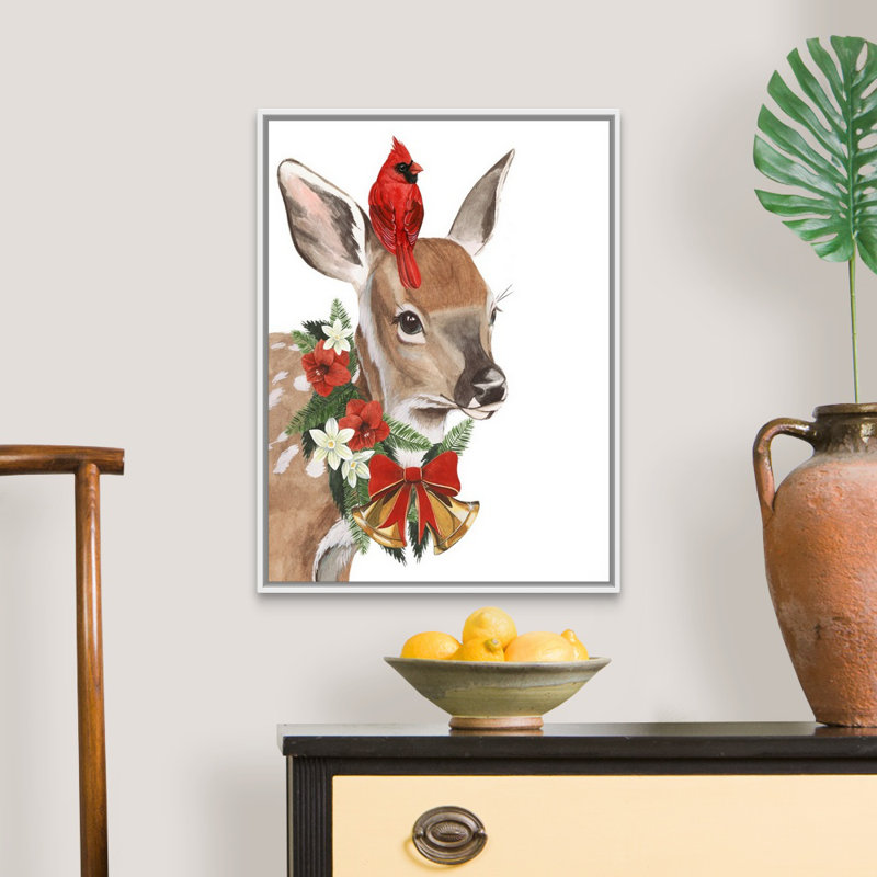 Reproduction d’art sur toile, "Yuletide Darling I" par Grace Popp, 26" H x 20" W x 1.75" D, Cadre blanc