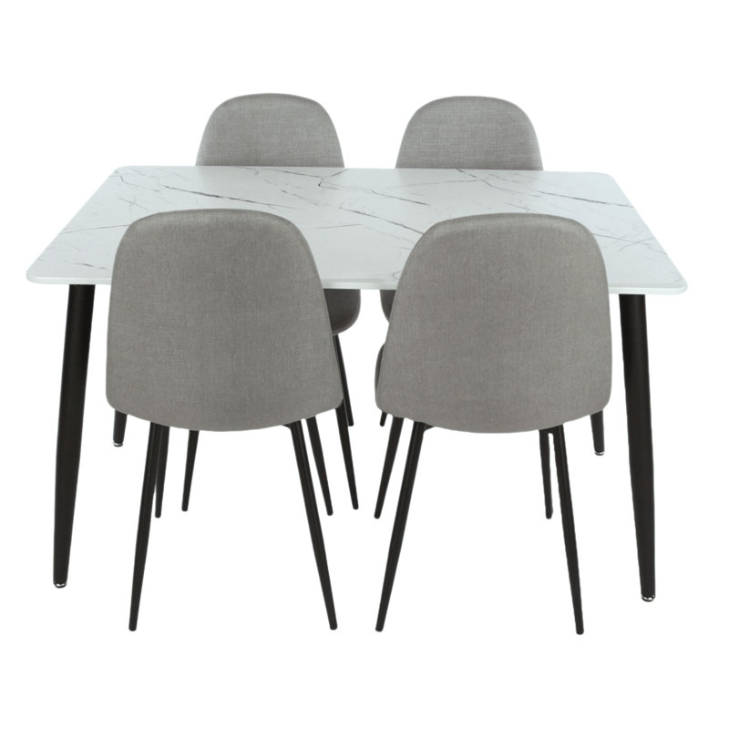 Holmen table and 4 chair dining set, Grey, White