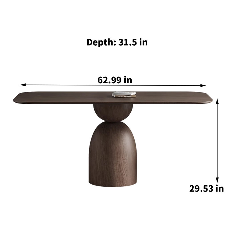 Tanusha Solid Wood Base Dining Table, 29.53"H x 62.99"L x 31.5"W