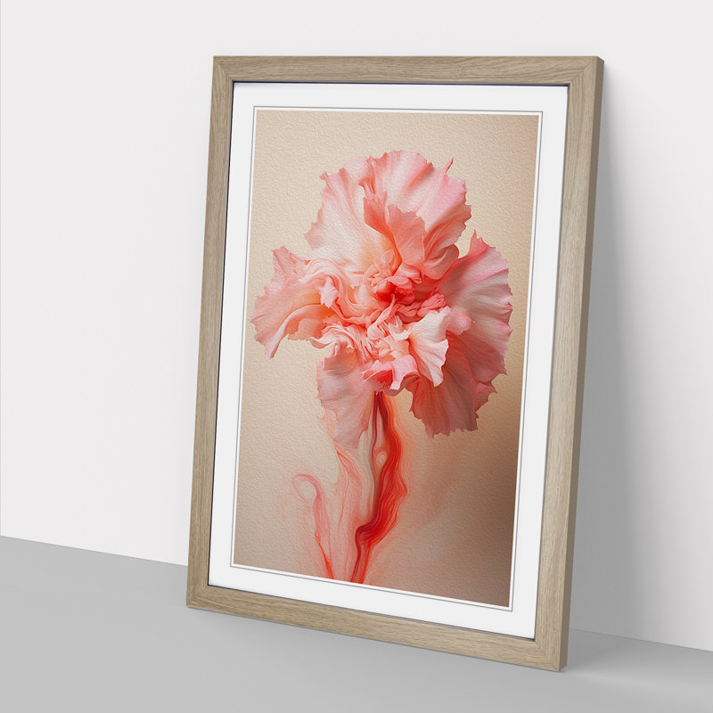 Carnation Flower Expressionism No.2 - Single Picture Frame Print on Wood, Oak Framed, 64cm H x 46cm W x 2cm D