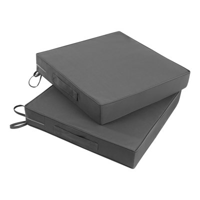 2-Piece Outdoor Cushion Set, Waterproof Fade Proof Patio Seat Pad with Carry Strap, Non-Slip Base & Zipper Removable Cover,gray