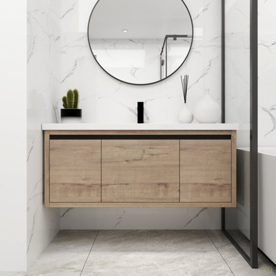 48 Inch Bathroom Cabinet With Sink,Soft Close Doors And Drawer,Float Mounting Design,48X18