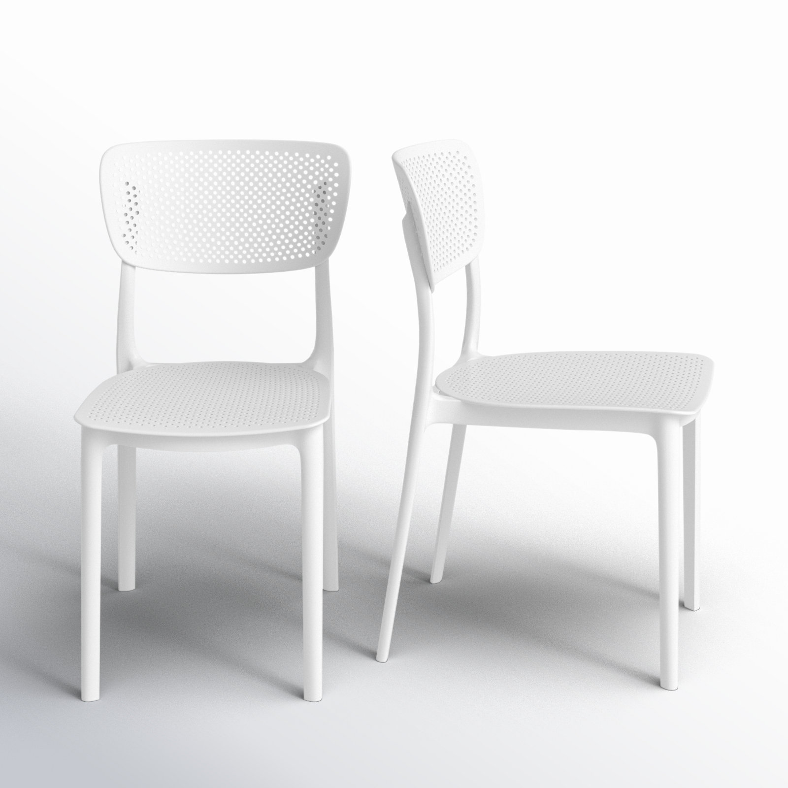 Farrah Stacking Patio Dining Side Chair, White