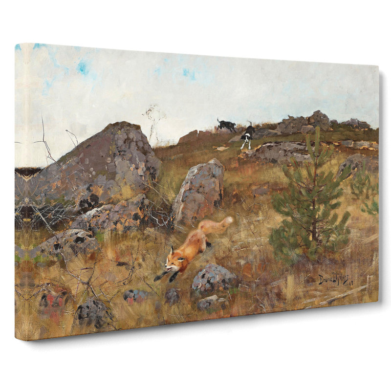 Fox And Hunting Dogs Vol.2 by Bruno Liljefors - Wrapped Canvas, 40cm H x 60cm W x 3cm D