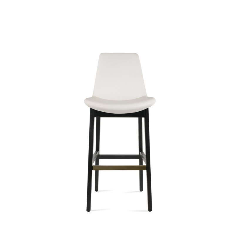 Eiffel Wood Stool, White/Faux Leather, Counter Stool  (24” Seat Height)