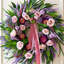 Couronne florale 24 po, pivoine artificielle et lavande avec ruban