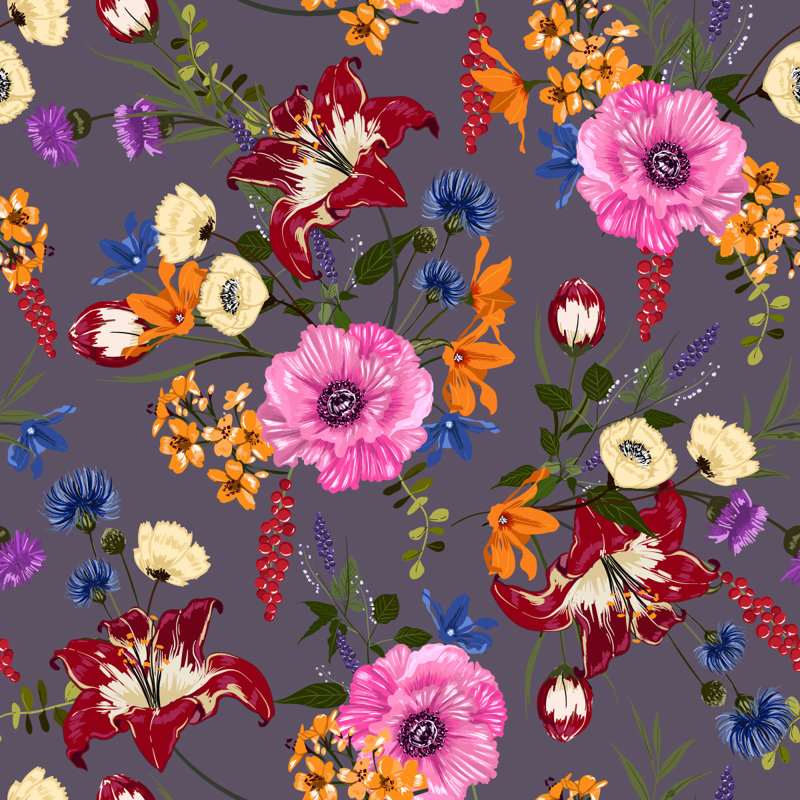 Carreau de papier peint auto-adhésif L 10,4 pi x l 25 po Brightly Floral