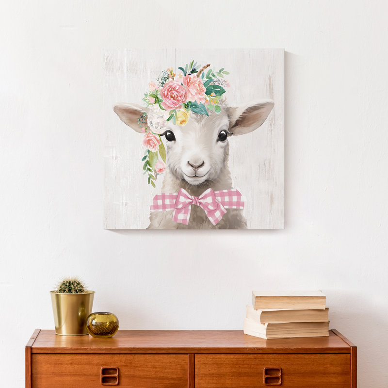 Floral agneau sur toile