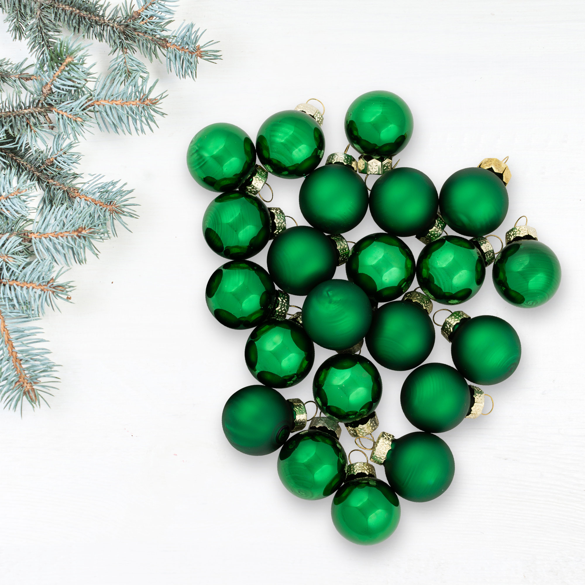 Christmas 22-Finish Glass Christmas Ball Ornaments, Green