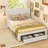 Velvet Bed Frame With 2 Storage Drawers And Tufted Headboard, Upholstered Platform Bed With Wood Slats, No Box Spring Needed, Easy Assembly-1980249316