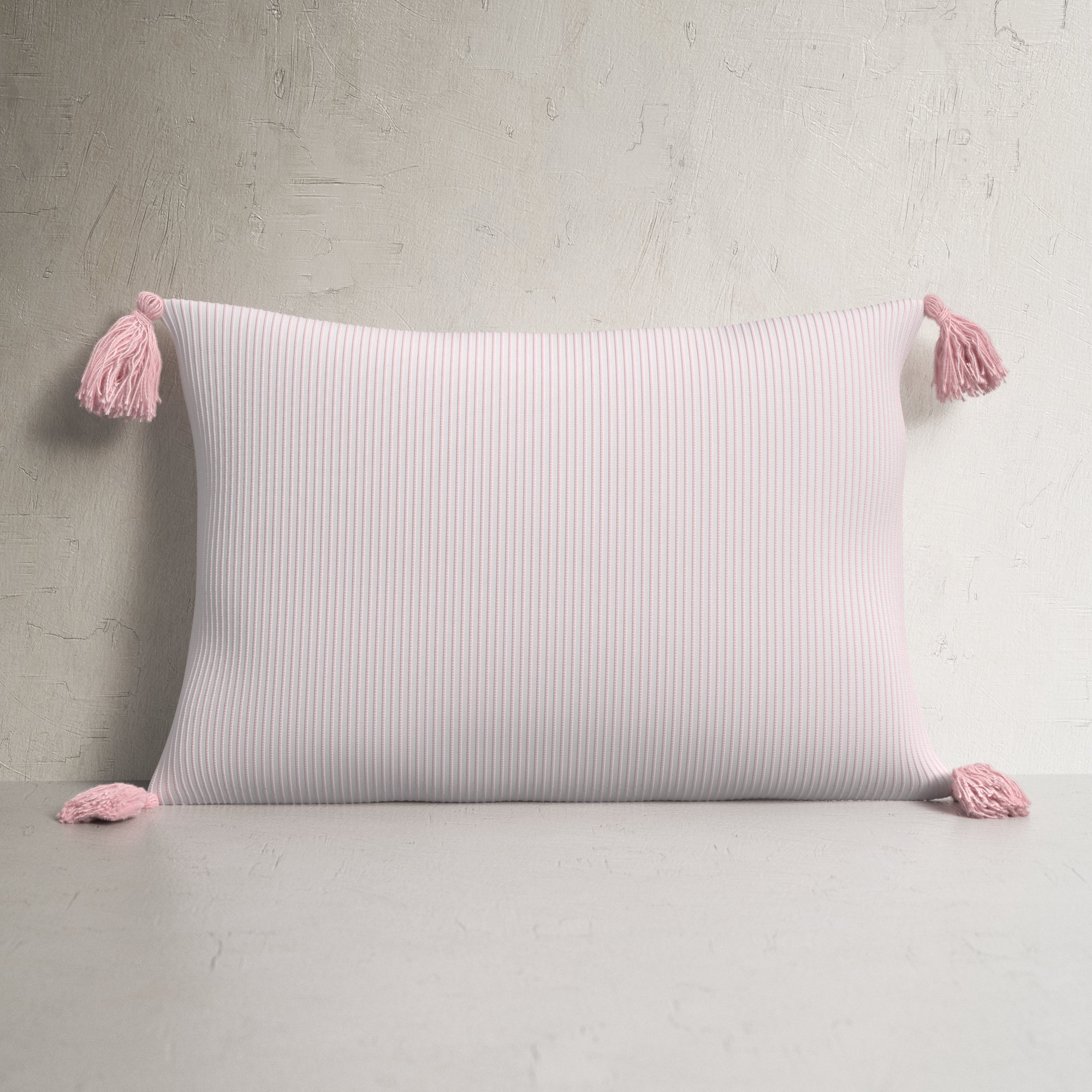 Fairlee Cotton Striped Lumbar Pillow, Blush