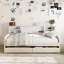 Lit plateforme simple tapissier avec rangement et tiroirs, beige-1675302925