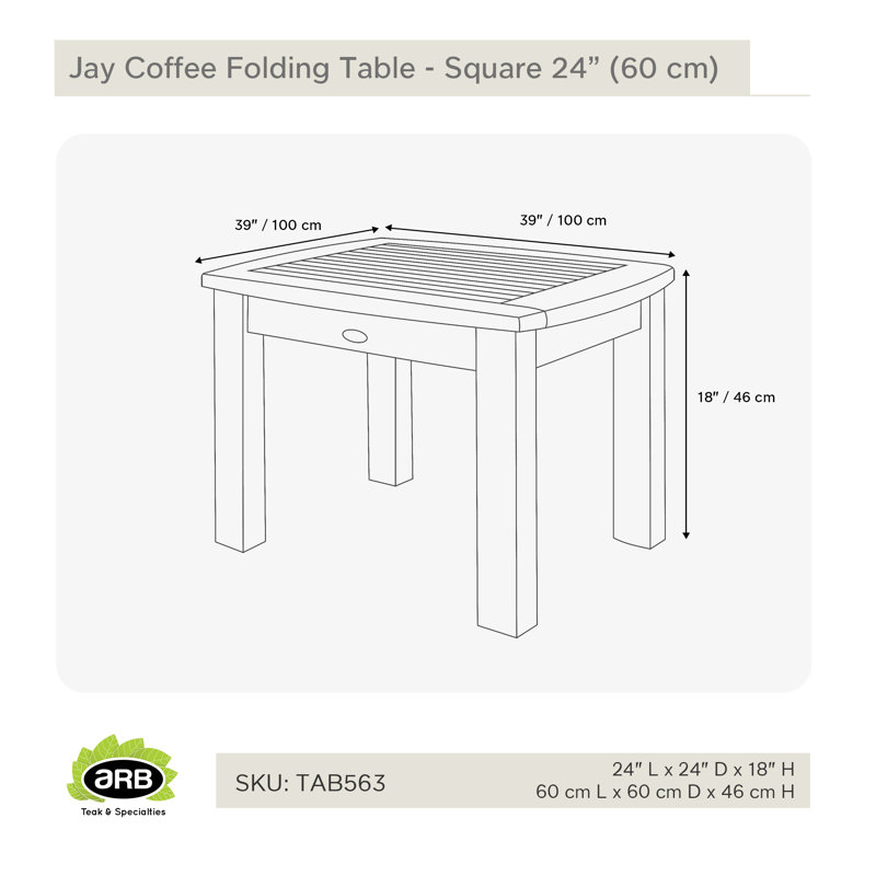 Colorado Square Teak Wood Coffee Table in Honey Brown