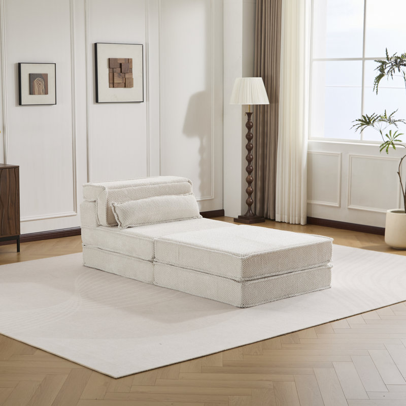 Canapé à compression, canapé-lit convertible au sol, canapé modulaire sans os Diy, aucun assemblage requis, tissu polaire circulaire, siège simple surdimensionné avec 1 coussin et 1 repose-pieds