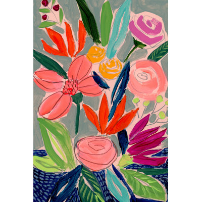 Naive Neon Bouquet I 1 Piece Wrapped Canvas Wall Art