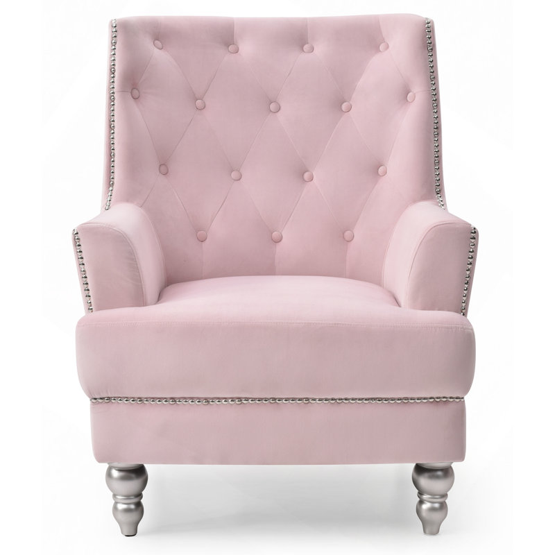 Charmant fauteuil traditionnel à accoudoirs ronds, Rose