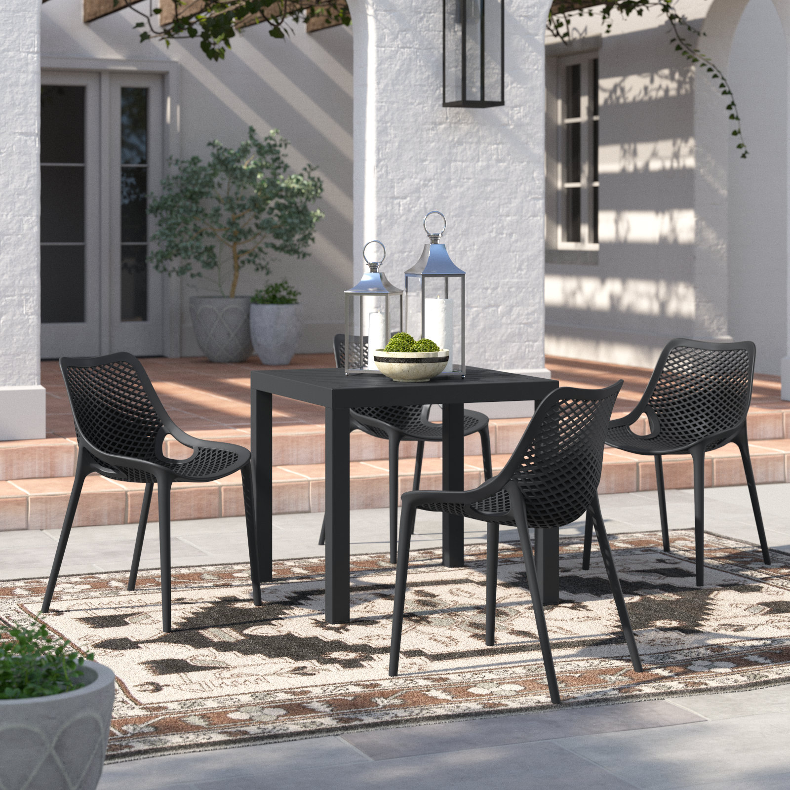 Asherton 32" Patio Dining Set, Black