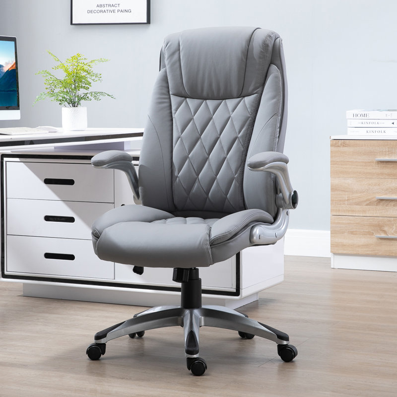 Rebrilliant Office Chair, Faux Leather, Grey, Grey