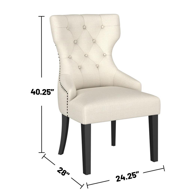 Crisha Upholstered Dining Side Chair, Black, Beige Polyester Blend