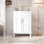Meuble-lavabo 24 po avec lavabo supérieur, armoire de rangement moderne avec 2 portes à fermeture douce et tablette réglable, structure en bois massif-468015076
