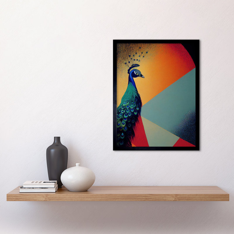 Peacock Portrait In Vibrant Orange - Single Picture Frame Print