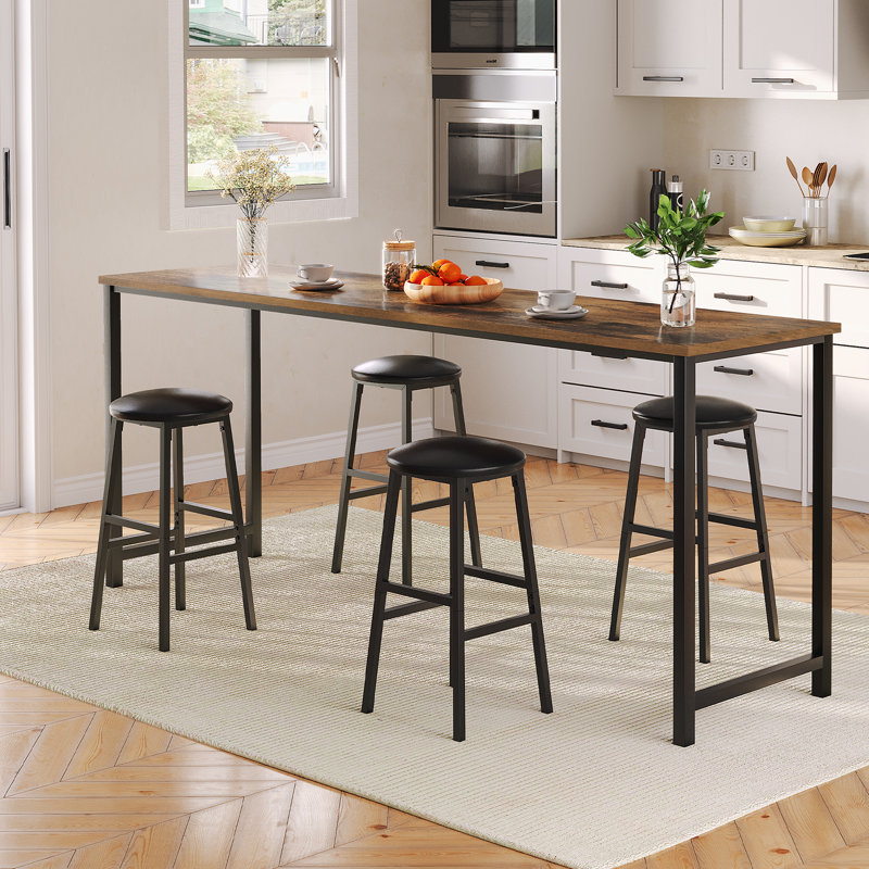 Plattsburgh Bar Stools 24.8" PU Upholstered Breakfast Stools (Set of 2)