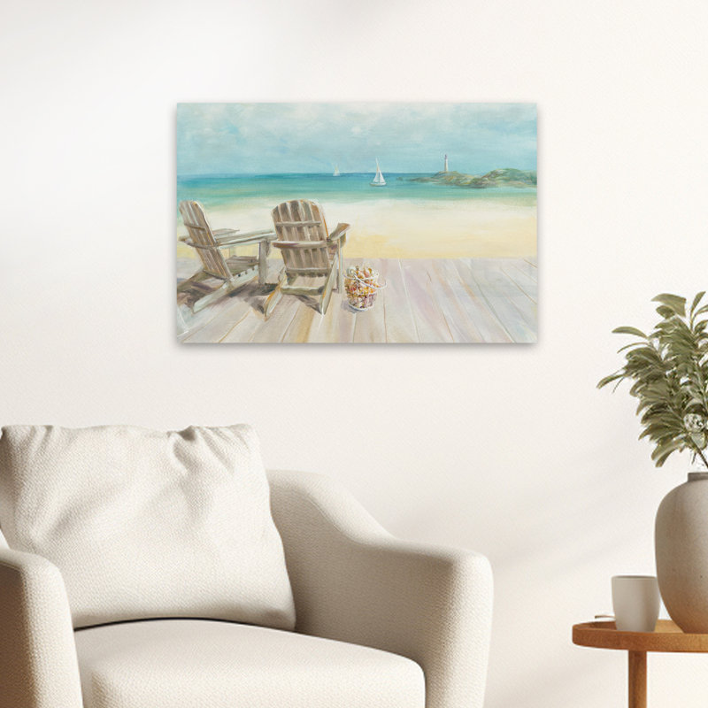 Adirondack, chaise et plage, bord de mer, matin, sans fenêtre, H 16 po x l 24 po