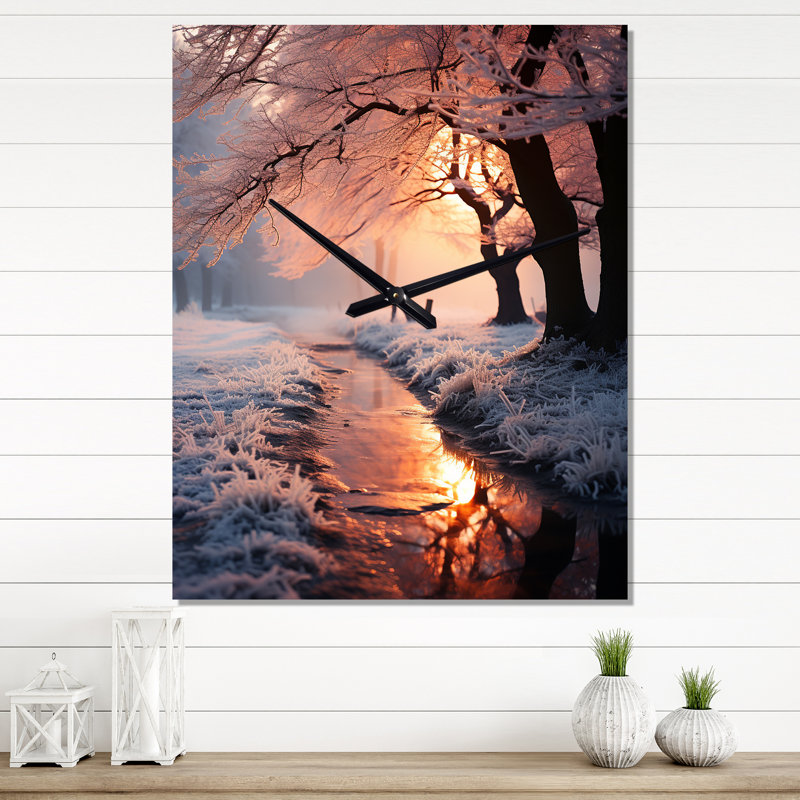 Horloge murale moderne paysage d'hiver, Grand