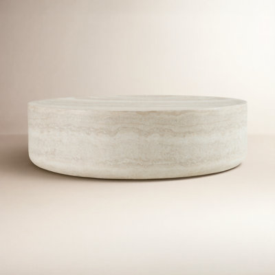 Hamidullah - Modern Faux Travertine Round Coffee Table