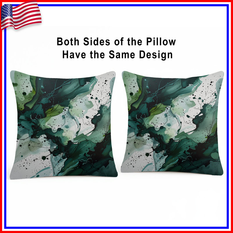 Coussin décoratif abstrait, coussins double face Art, 14 X 14 pouces