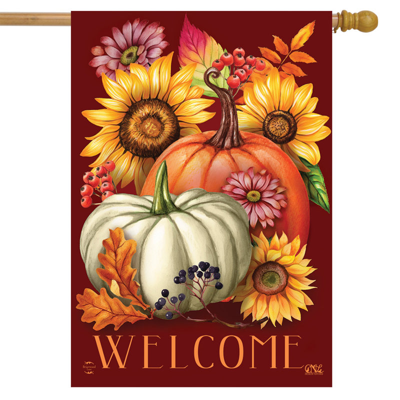 Drapeau de maison d'automne floral