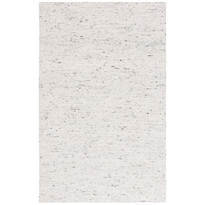 Tapis en laine tissé à la main à plat Sopheak en gris clair / noir