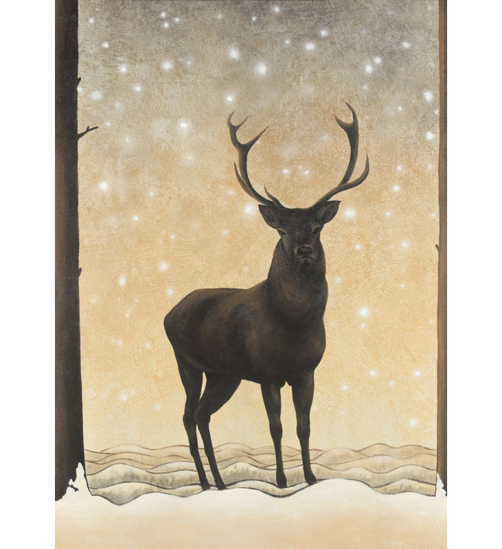 Chevreuil en hiver - Toile brune pour décoration intérieure