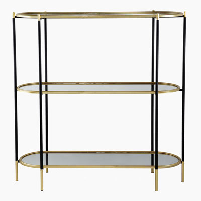 Metal Console Table, Mirrored Shelf