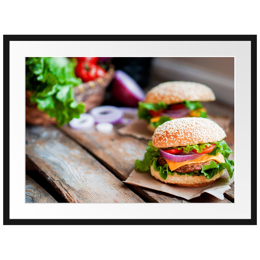 Gerahmtes Poster Leckere Burger