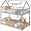 Twin Over Twin Bed, House Bunk Bed Frame with Ladder-496666520