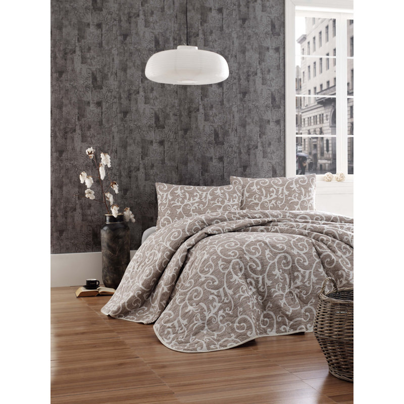 Cotton Blend Floral Coverlet