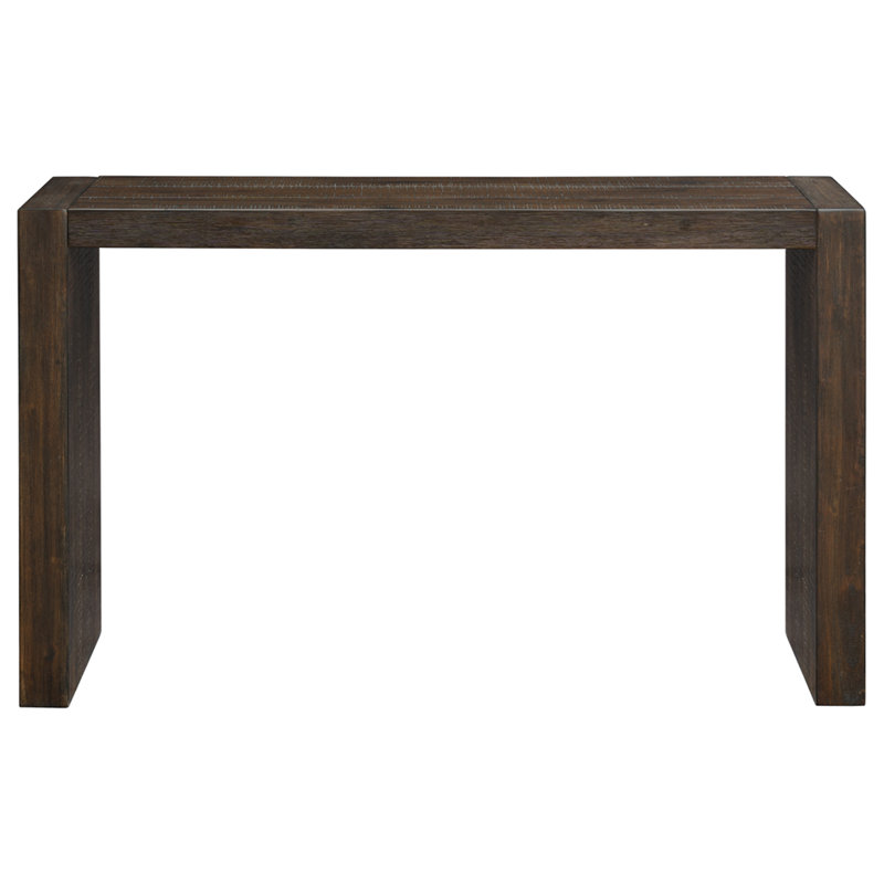 Console moderne en bois massif Jearline avec texture brossée | Mince profondeur, utilisation multifonctionnelle, Brun
